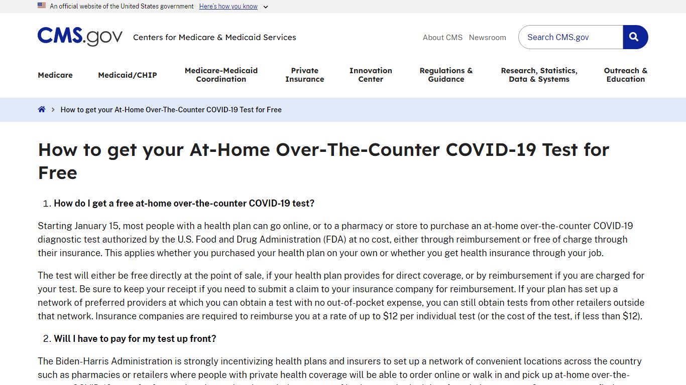 How to get your At-Home Over-The-Counter COVID-19 Test for Free